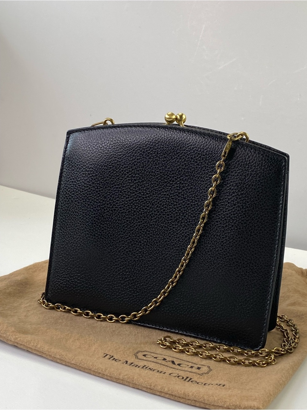 Coach Tuxedo Madison Kisslock Chain Framed Evening Bag 1995 Italy